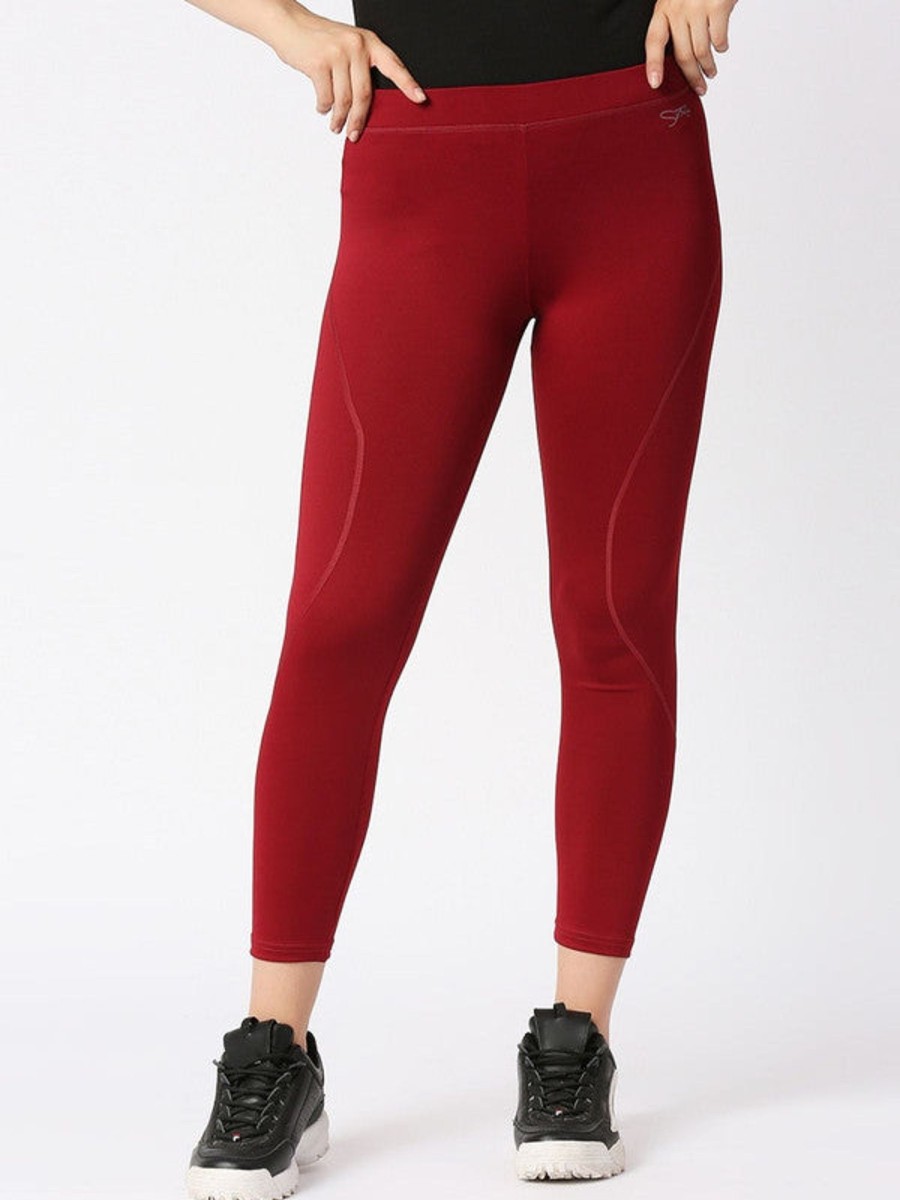 Sportswear Lovable | Women Solid Tights - Aero Sprinter Xc-Mr Maroon