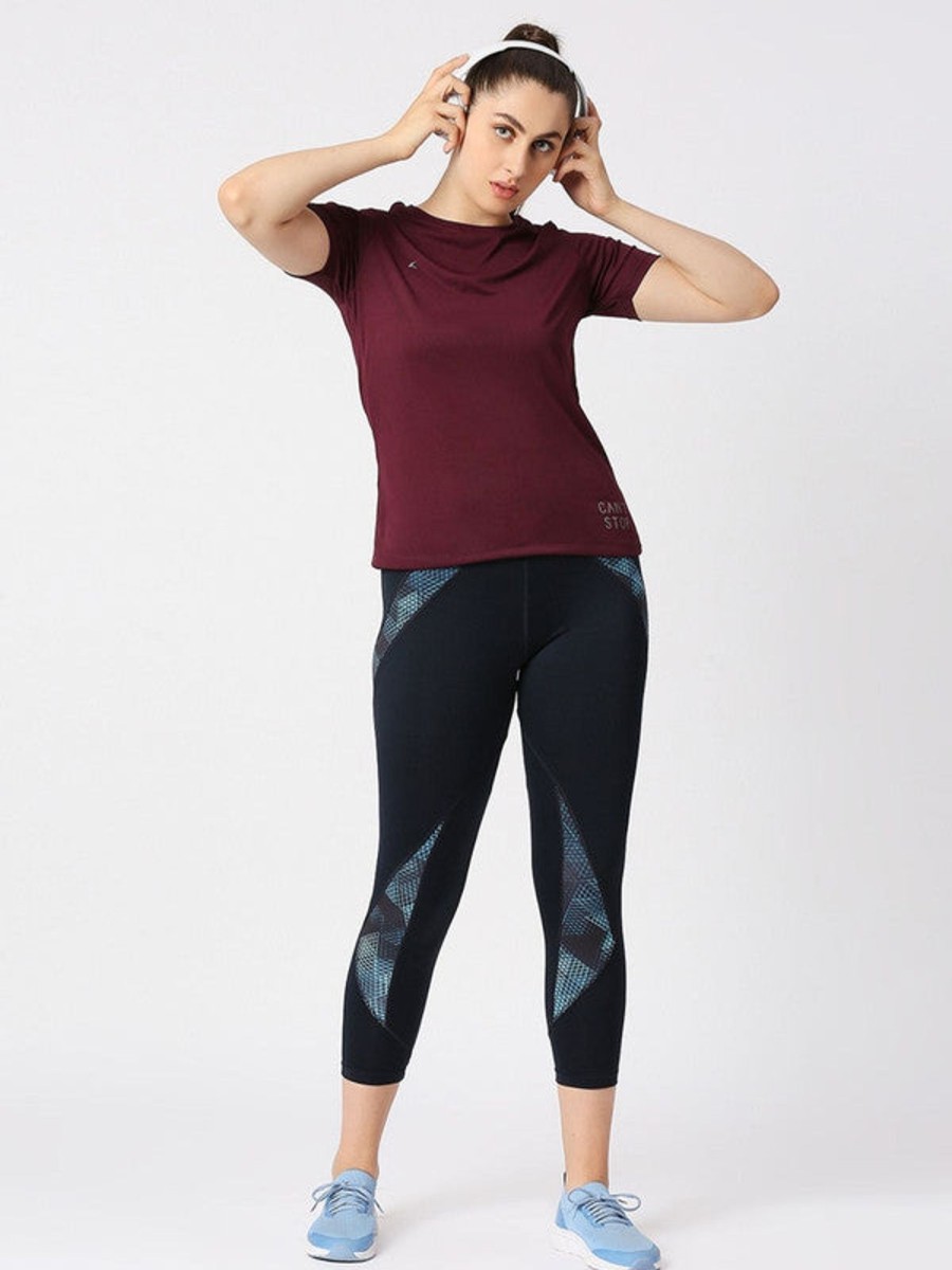 Sportswear Lovable | Women Wine Solid Regular Fit Sports T-Shirt - Ventura Tee-Wn Maroon