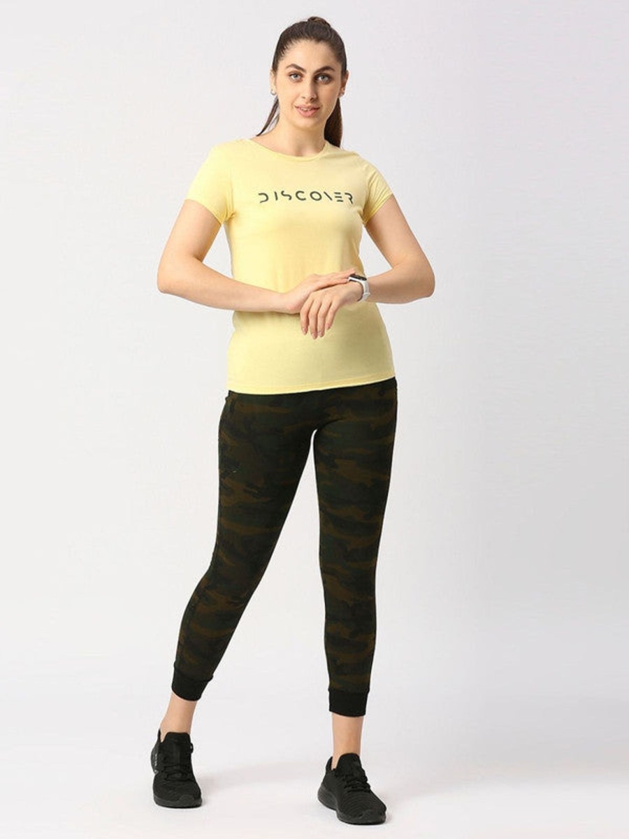 Sportswear Lovable | Women Regular Fit Printed T-Shirt - Star Max Tee-Pa Yellow