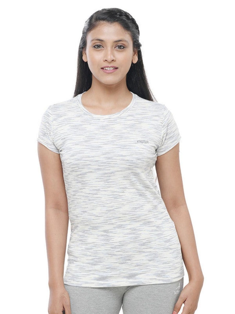 Sportswear Lovable | Women Ivory Regular Fit Solid Top - Crew Neck Tee-Ivory White