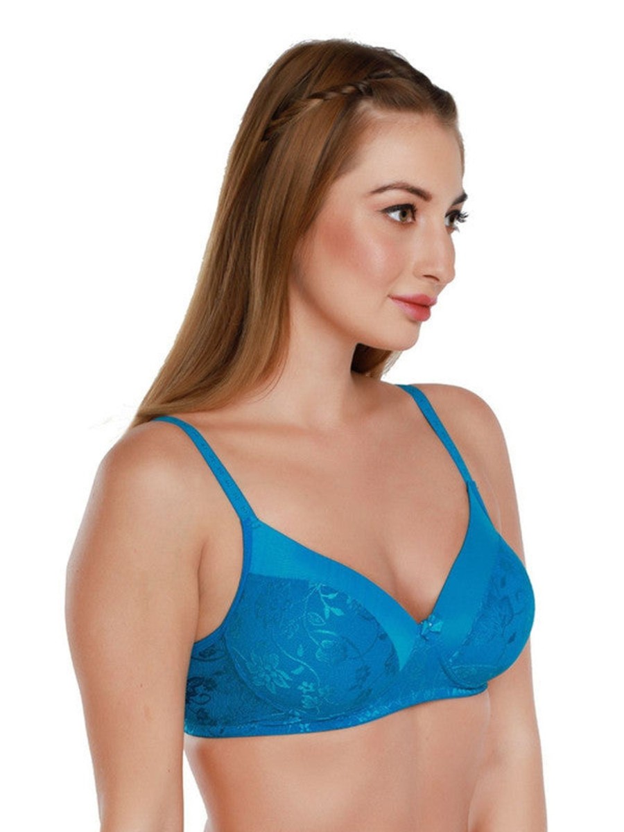 Bra Daisy Dee | Daisy Dee Turquoise Padded Non Wired Full Coverage Bra Nvlr_T. Blue