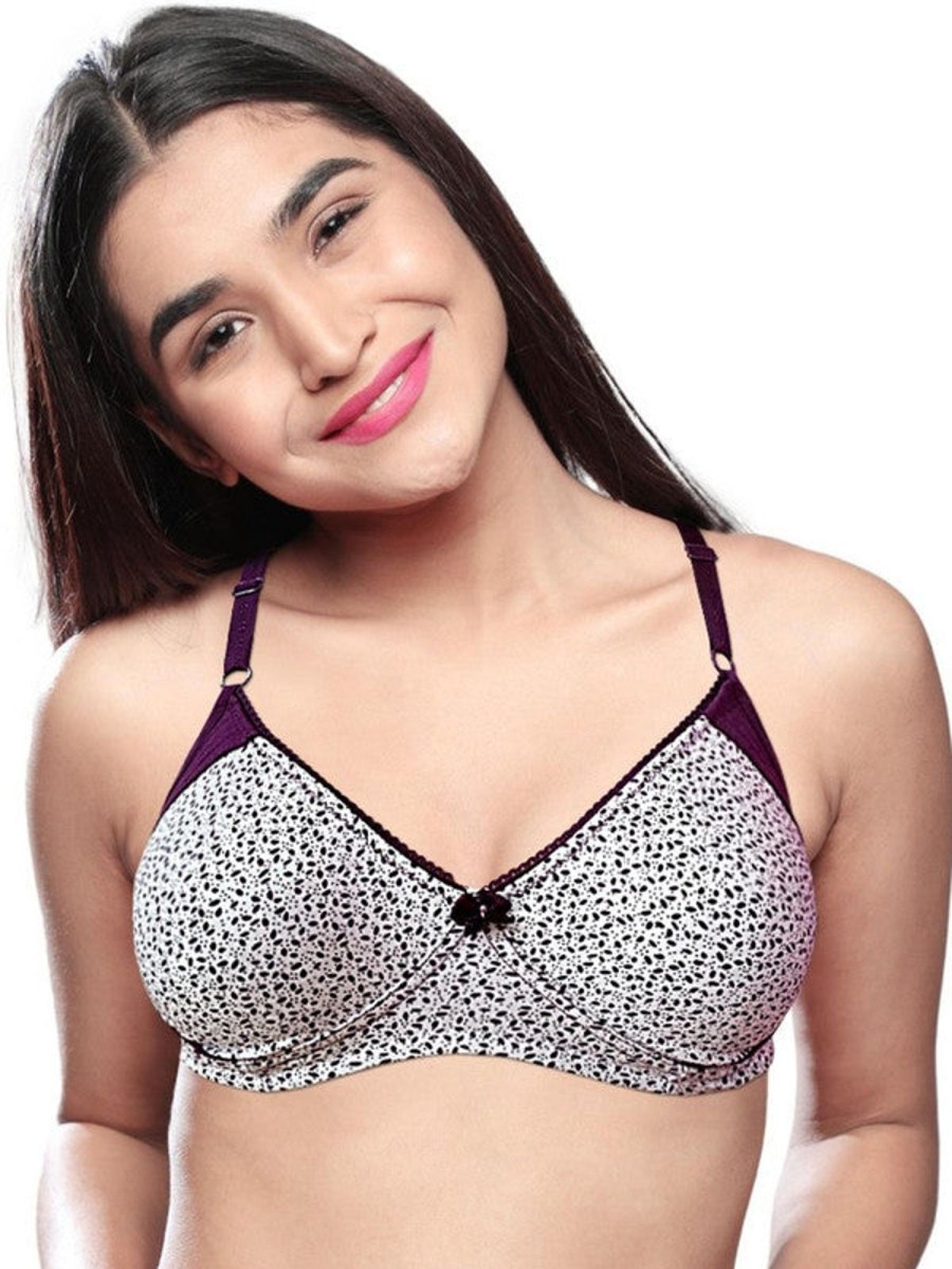 Bra Lovable | Lovable Cream-Wine Non Padded Non Wired Full Coverage Bra Le-223_Cream-Wine Multicolor