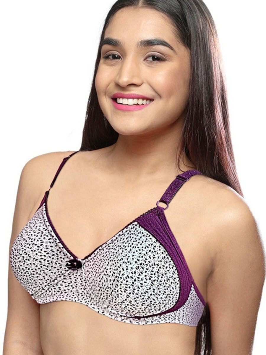 Bra Lovable | Lovable Cream-Wine Non Padded Non Wired Full Coverage Bra Le-223_Cream-Wine Multicolor