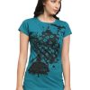 Sportswear Lovable | Women Sea Green Regular Fit Solid Top - Crew Neck Tee Print-Sg Teal