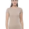 Sportswear Lovable | Women Camel Regular Fit Solid Top - C.Neck Tee Meu0026My 2.0-Sly-Lt Beige