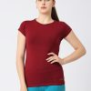 Sportswear Lovable | Women Regular Fit Solid Top - Crew Neck Tee-Mn Maroon