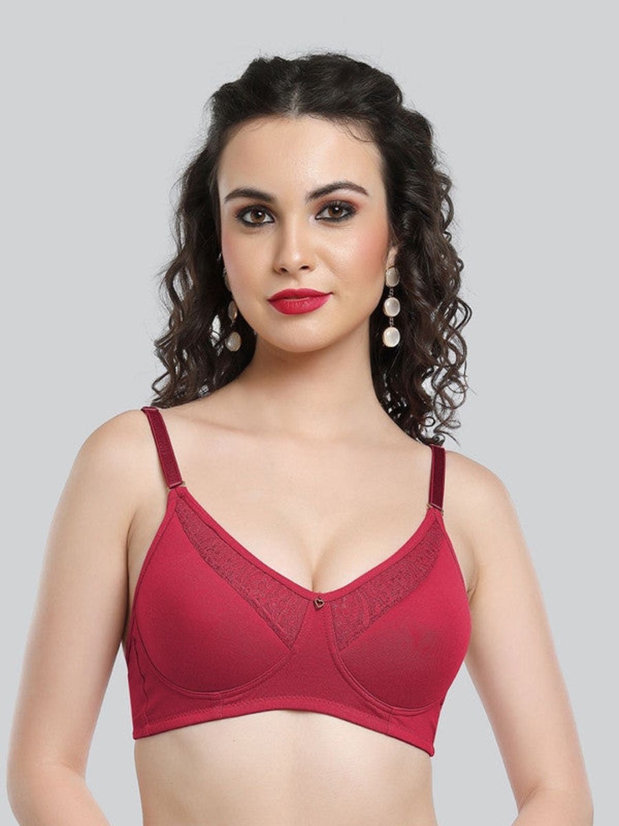 Bra Lovable | Lovable Light Padded Non Wired Full Coverage Bra Le-225-L. Maroon