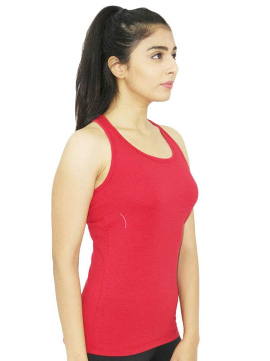 Sportswear Lovable | Women Solid Sports Tank Top - Racer Back Stretch_ Red