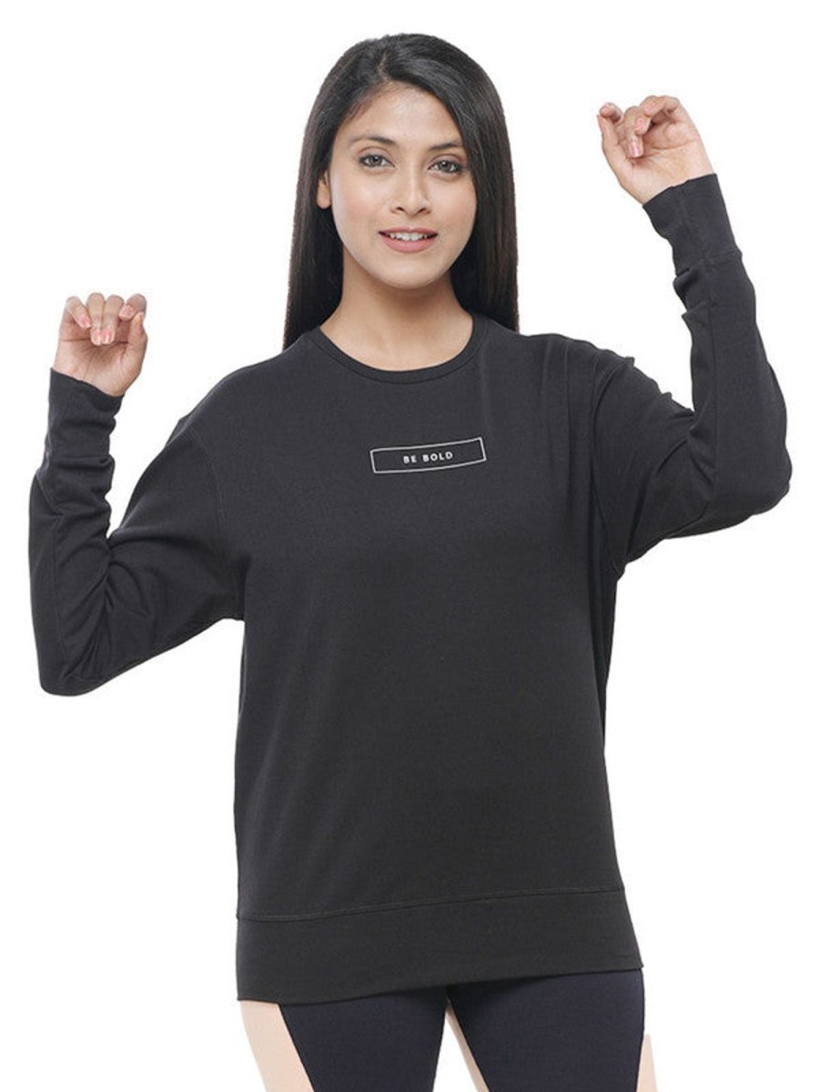 Winterwear Lovable | Women Solid Sweatshirts Breathe Easy Pullover_ Black