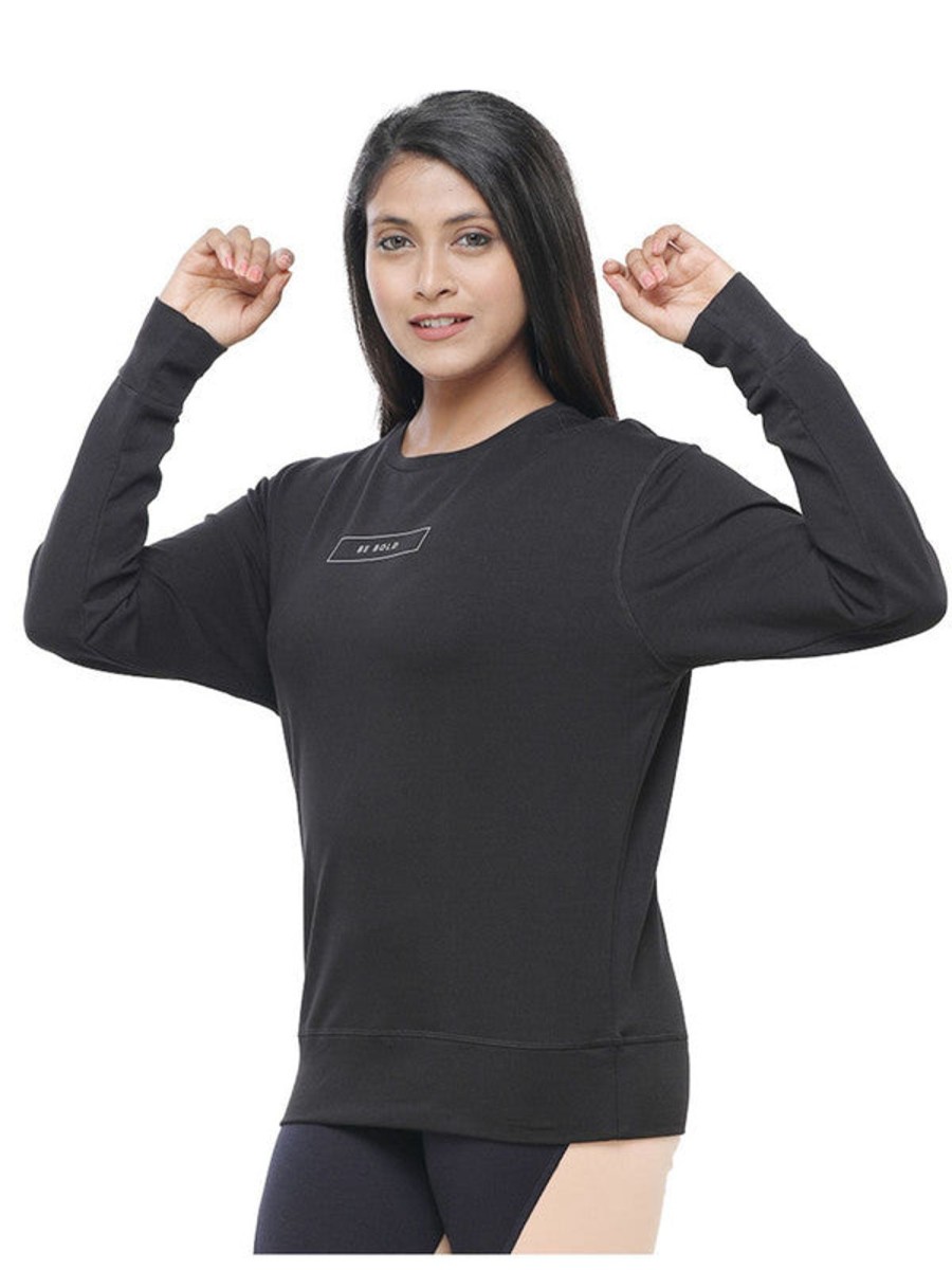 Winterwear Lovable | Women Solid Sweatshirts Breathe Easy Pullover_ Black