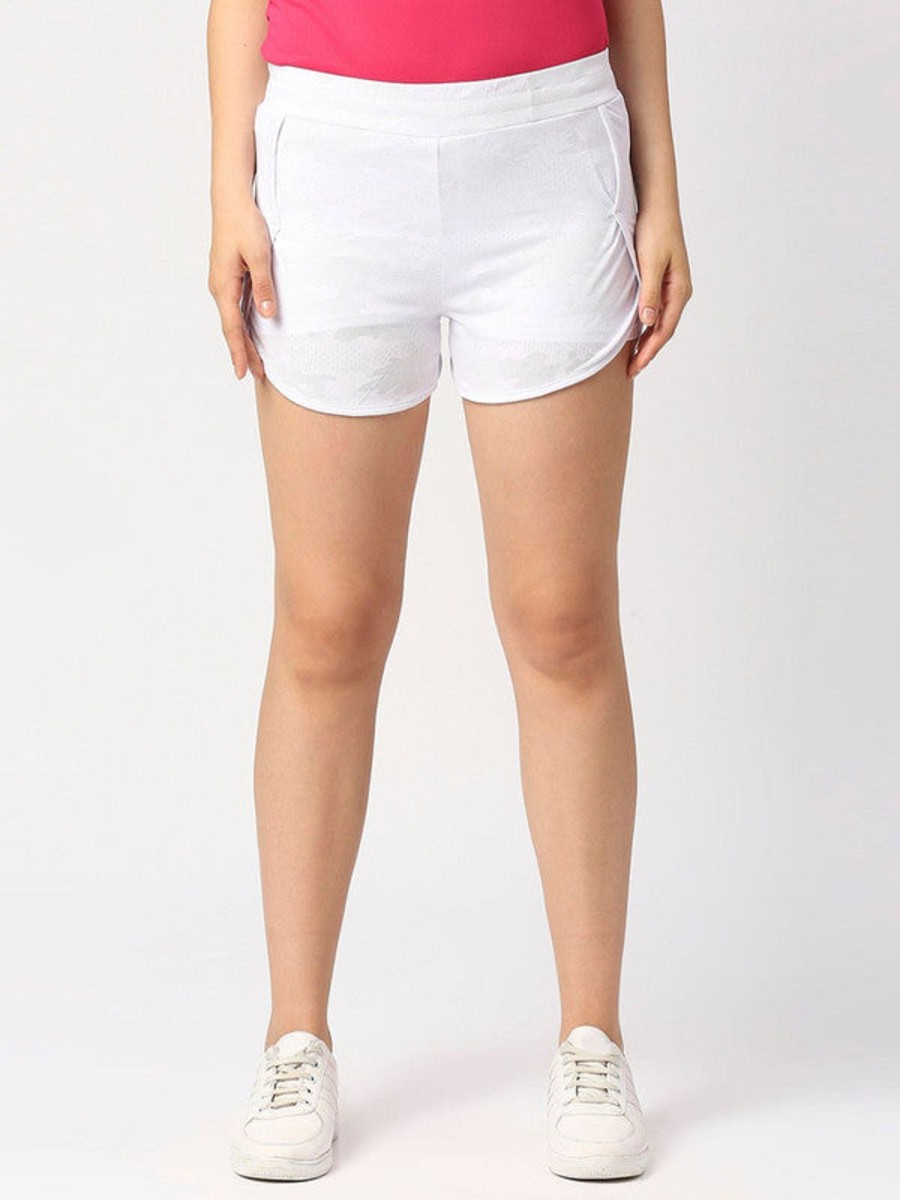 Sportswear Lovable | Women Polyester Solid Slim Fit Shorts - Adventure Short-Wh White