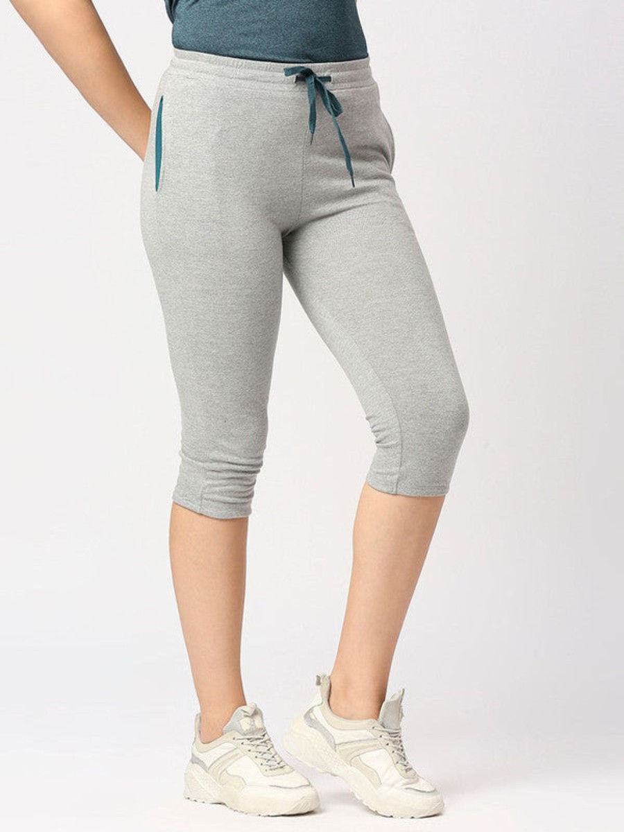 Sportswear Lovable | Women Solid Capri At-Ease Capri _Ct-Gr Grey