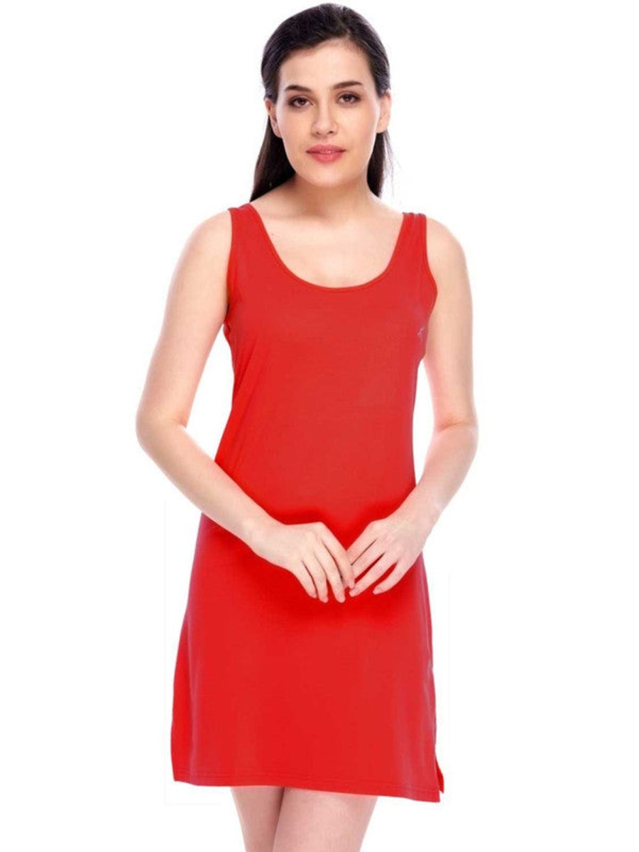 Nightwear Lovable | Women Crimson Regular Fit Solid Long Top - Vona Tee-Cr Red