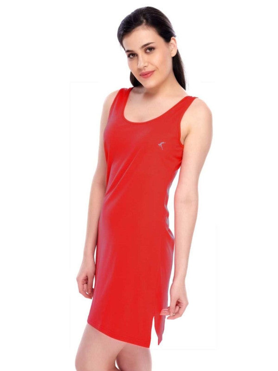 Nightwear Lovable | Women Crimson Regular Fit Solid Long Top - Vona Tee-Cr Red