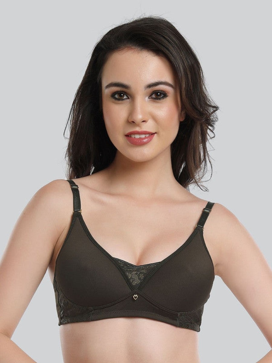 Bra Lovable | Lovable Dark Padded Non Wired Full Coverage Bra Le-239-Dark Green