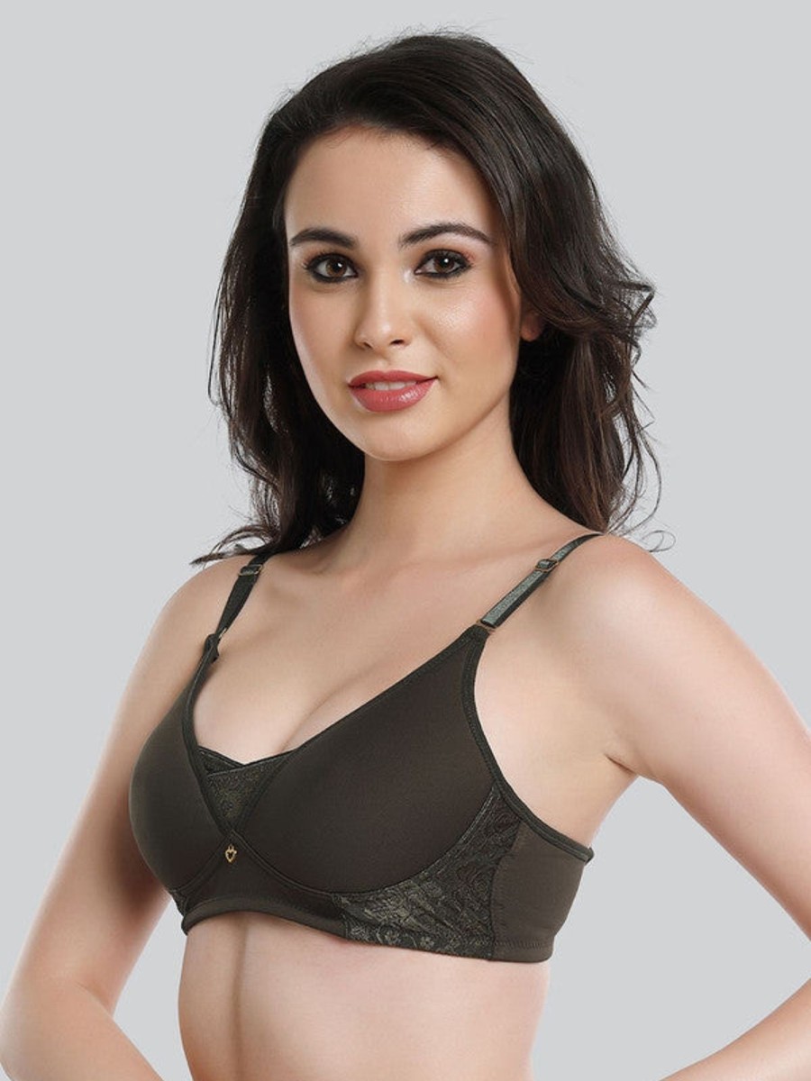 Bra Lovable | Lovable Dark Padded Non Wired Full Coverage Bra Le-239-Dark Green