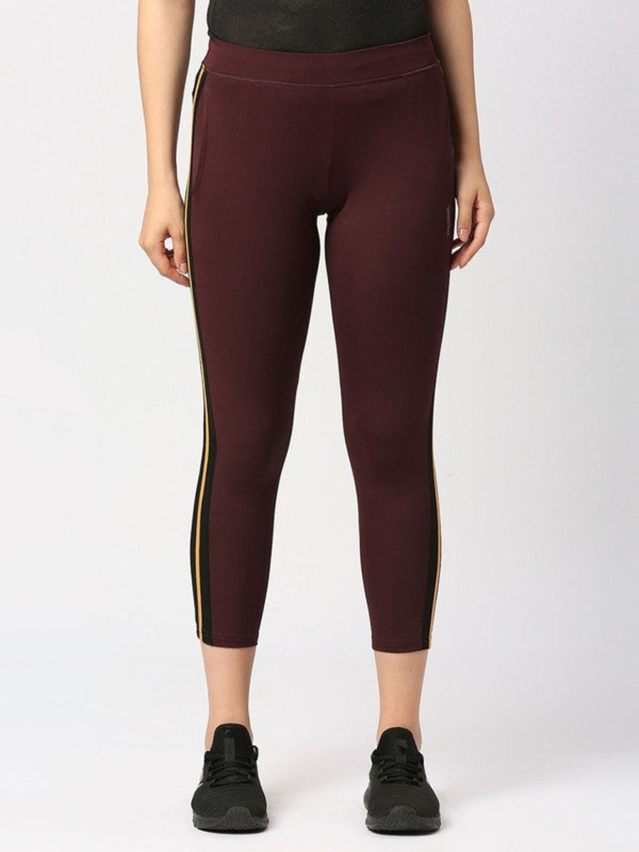 Sportswear Lovable | Women Wine Solid Ankle Length Tights - Btr Track-Wn Maroon