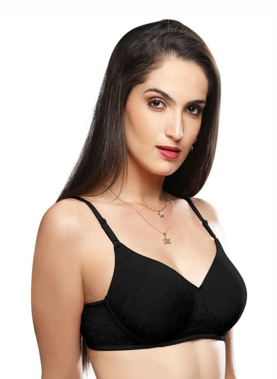 Bra Lovable | Lovable Padded Non Wired Full Coverage Bra Spice-28 Black