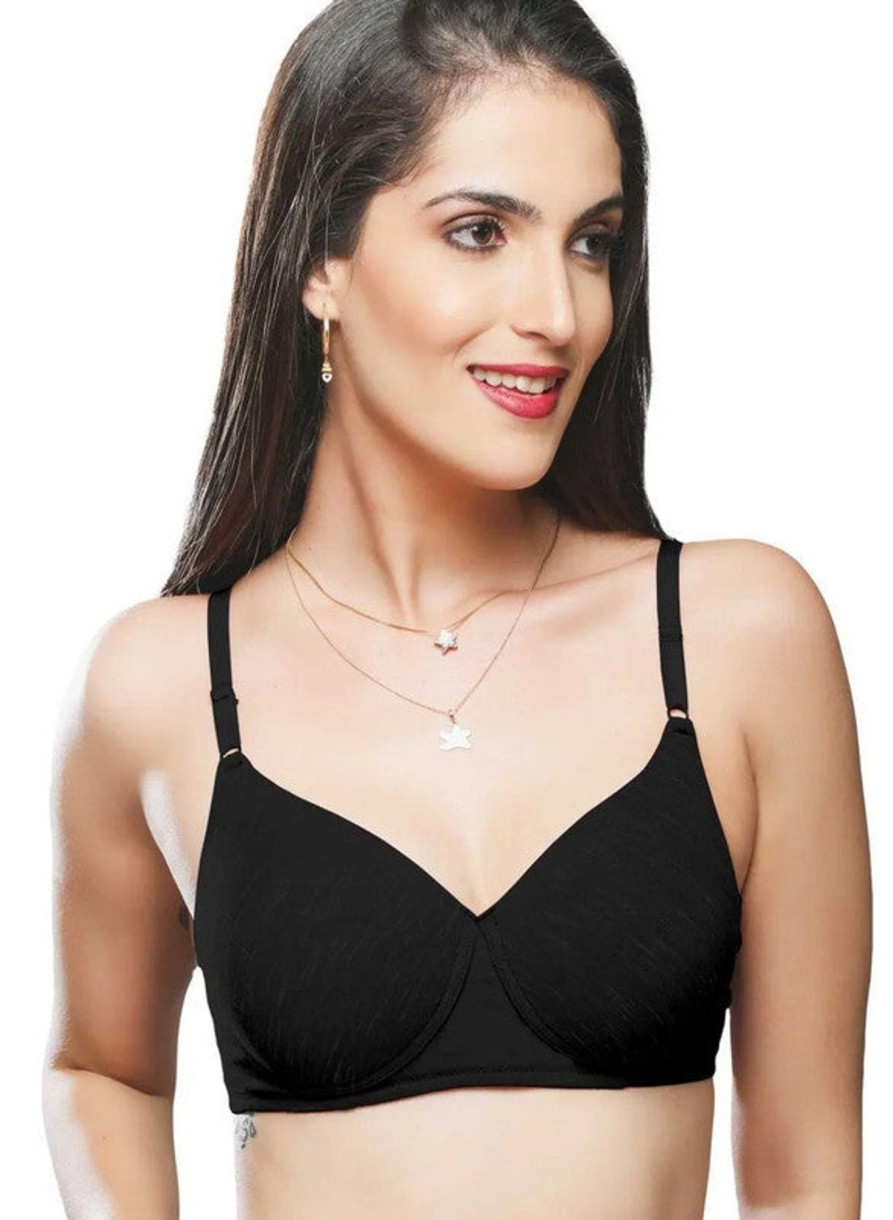 Bra Lovable | Lovable Padded Non Wired Full Coverage Bra Spice-28 Black