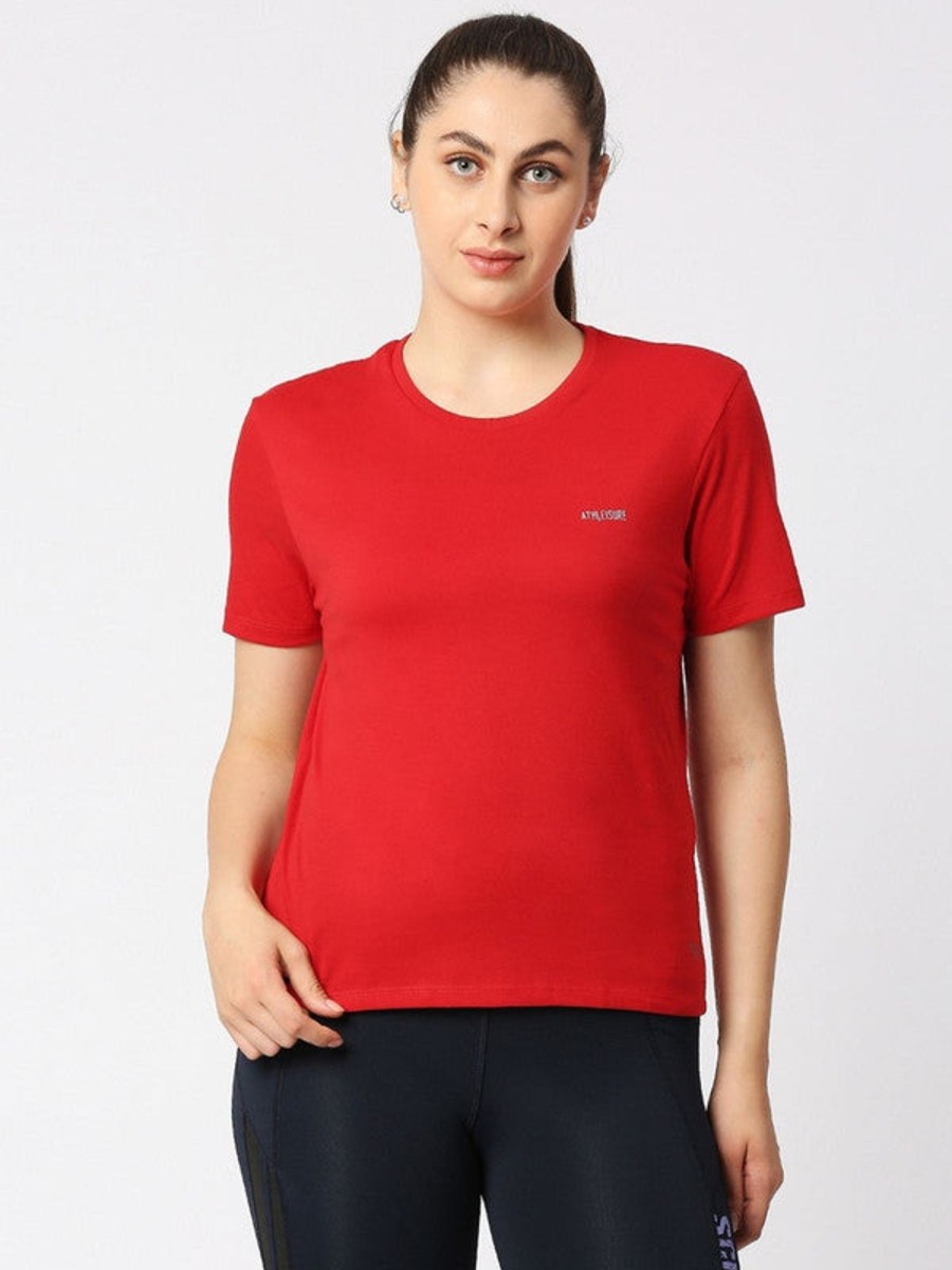 Sportswear Lovable | Women Solid Top - Rush Tee-C-Cr Red