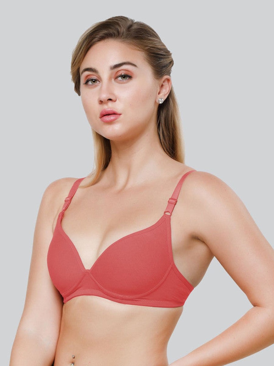 Bra Daisy Dee | Daisy Dee Carrot Padded Non Wired Full Coverage Bra Nkwi_Carrot Coral