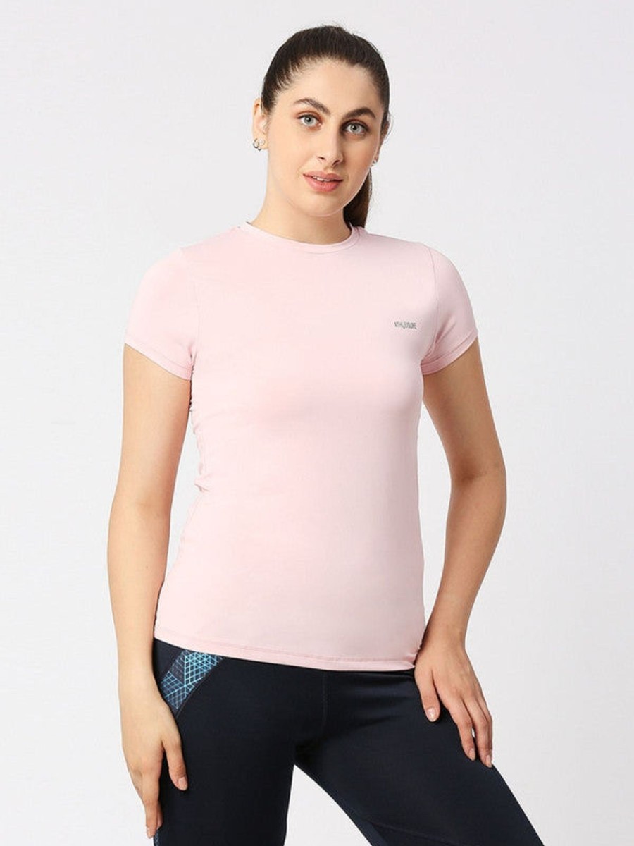 Sportswear Lovable | Women Light Solid Top - Fly Tech Tee-L. Pink