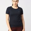 Sportswear Lovable | Women Navy Solid Top - Crescent Crew-Ny Blue