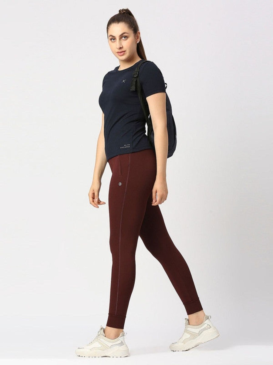 Sportswear Lovable | Women Navy Solid Top - Crescent Crew-Ny Blue