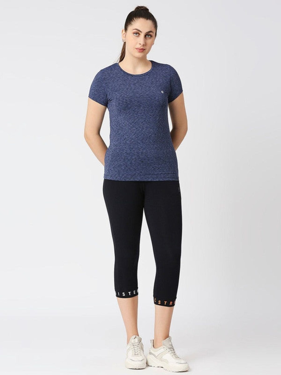 Sportswear Lovable | Women Navy Solid Top - 4W-Cruiser Tee-Ny Blue