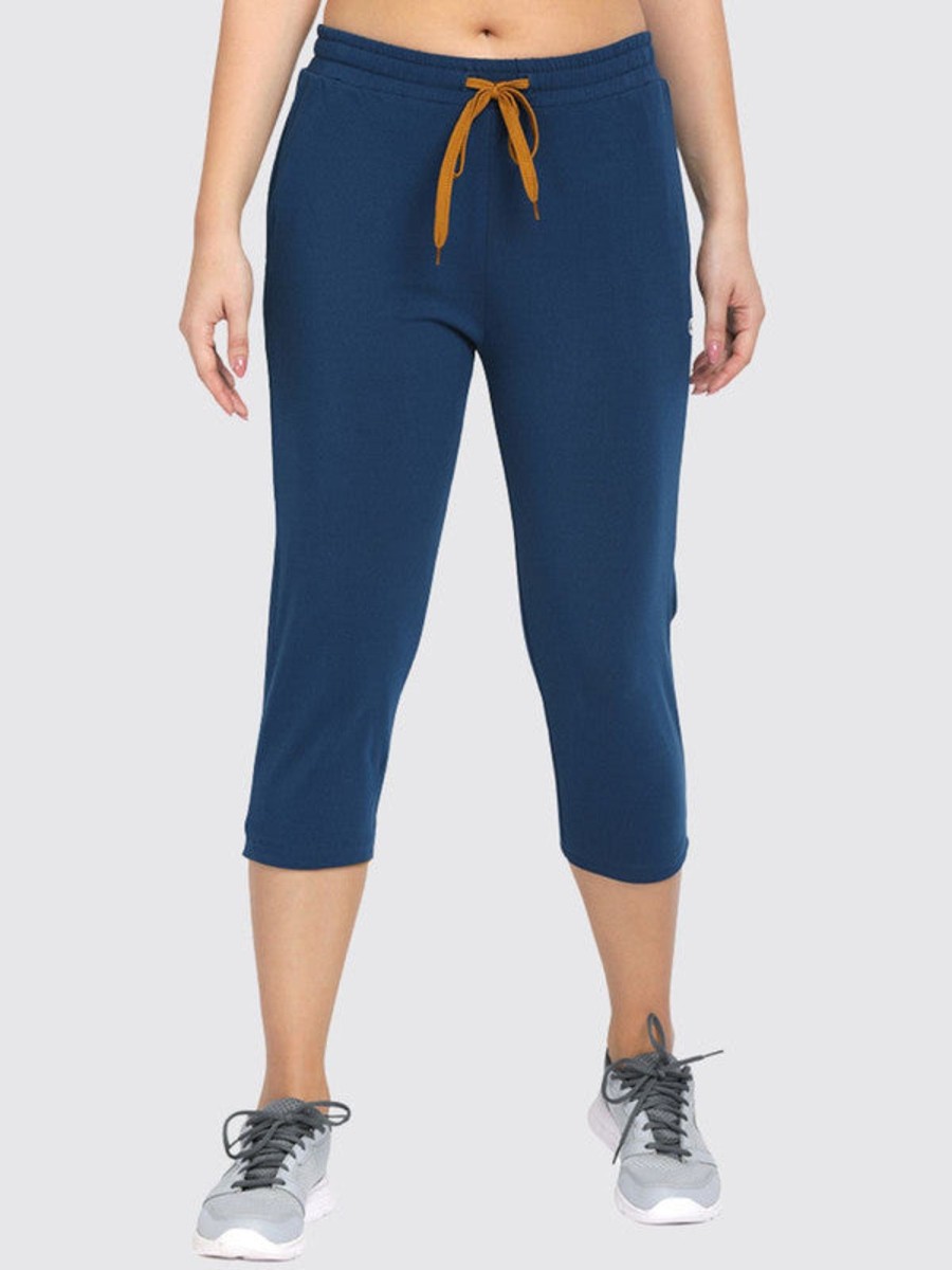 Sportswear Lovable | Women Aqua Solid Capri At Ease Capri _Aqua Blue