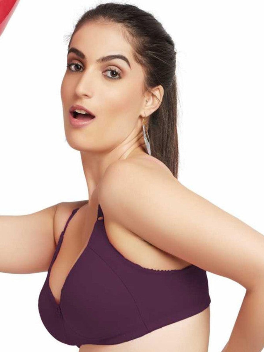 Bra Lovable | Lovable Wine Non Padded Non Wired Full Coverage Bra Contours_Wine Purple