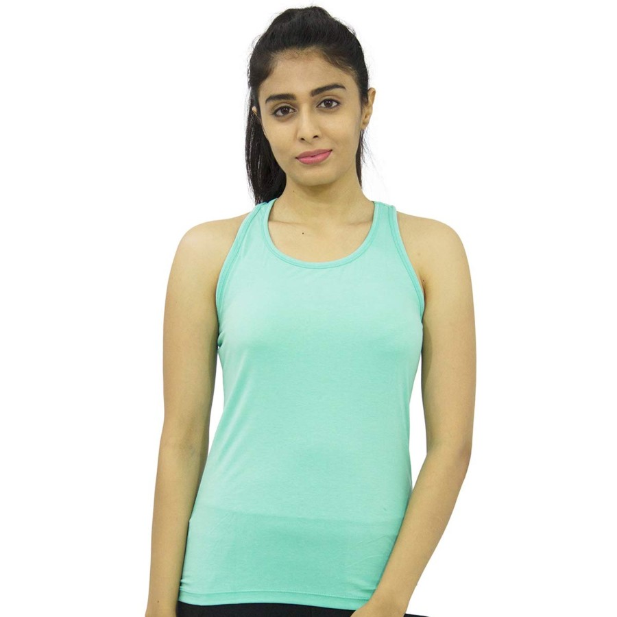 Sportswear Lovable | Women Green Solid Sports Tank Top - Racer Back Stretch_Mt Mint