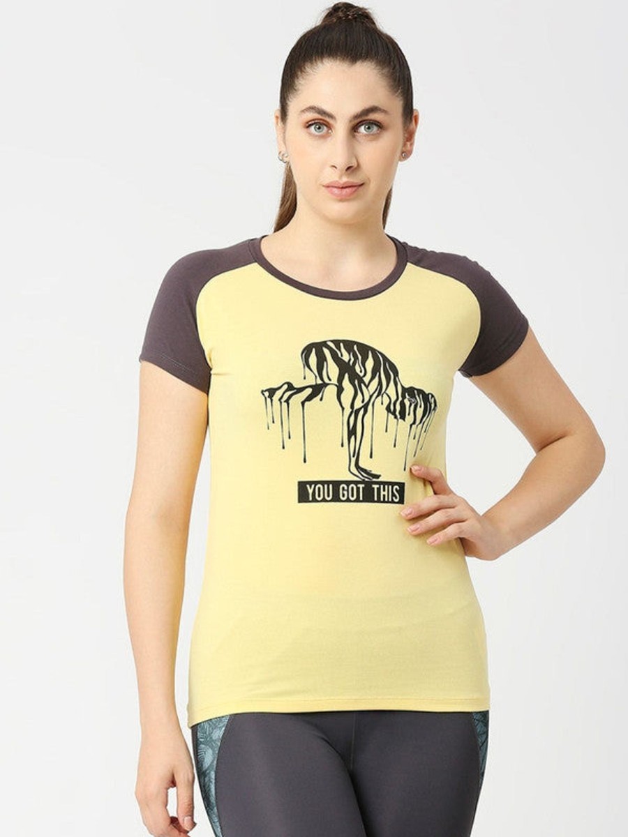 Sportswear Lovable | Women Printed Sports T-Shirt - Zumba Tee-My Yellow