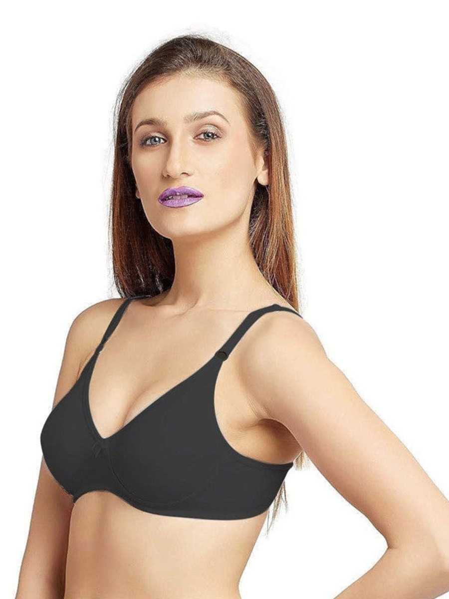 Bra Lovable | Lovable Non Padded Non Wired Full Coverage Bra Ultra_ Black