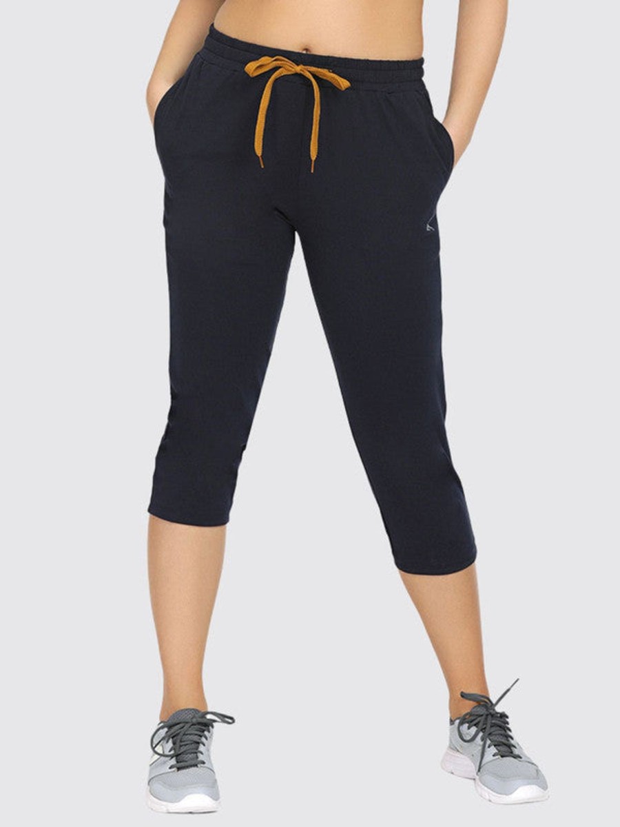 Sportswear Lovable | Women Blue Solid Capri At Ease Capri _ Blue Navy