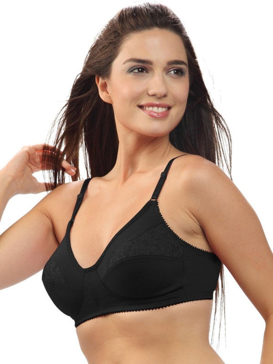 Bra Lovable | Lovable Non Padded Non Wired Full Coverage Bra L-0196_ Black