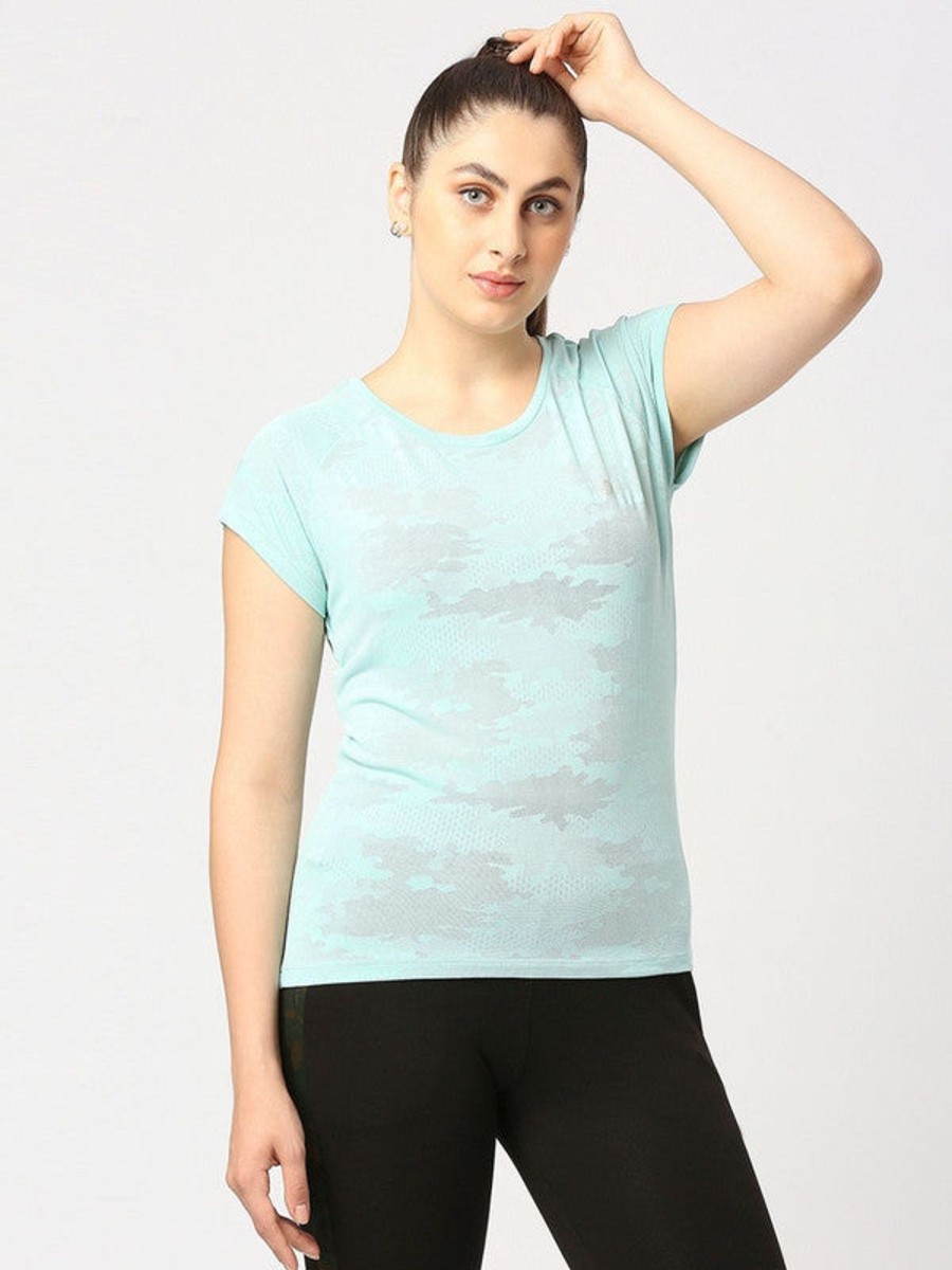 Sportswear Lovable | Women Aqua Solid Top - Inner Flow-Aq Green