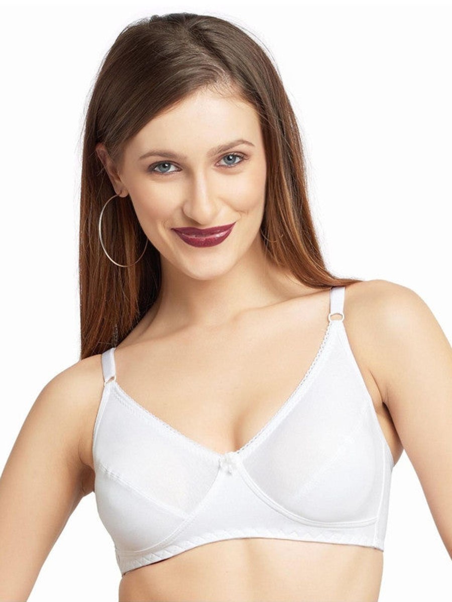 Bra Lovable | Lovable Non Padded Non Wired Full Coverage Bra Stretch-X White