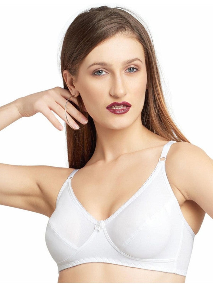 Bra Lovable | Lovable Non Padded Non Wired Full Coverage Bra Stretch-X White