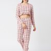 Nightwear Lovable | Women Checkered Regular Fit Nightwear Set - Moon Drift-006 Bb-Mr Maroon