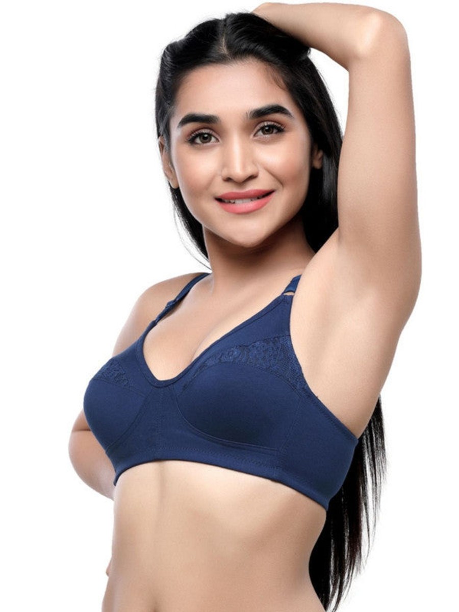 Bra Lovable | Lovable Blue Non Padded Non Wired Full Coverage Bra Adl-The 1_ Blue Navy