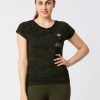 Sportswear Lovable | Women Camouflage Prints Green Sports T-Shirt - Space Tee-Camo-Og Olive