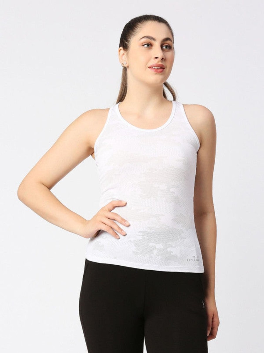 Sportswear Lovable | Women Solid Top - Adventure Racer Back-Wh White