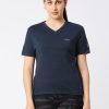 Sportswear Lovable | Women Melange Solid Sports Top - Rush Tee-V-Bl-Ml Blue