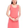 Nightwear Lovable | Women Coral Regular Fit Solid Long Top - Vona Tee-Cp Pink