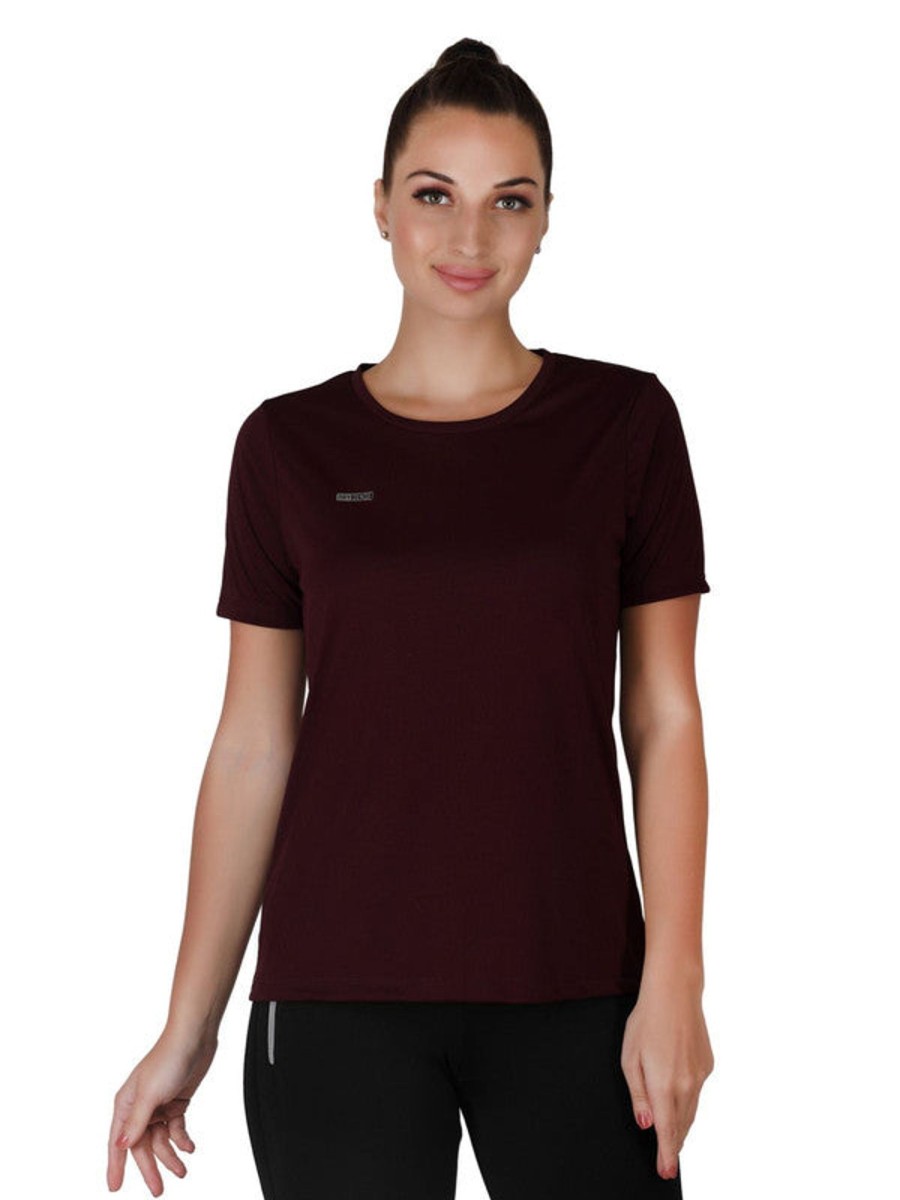 Sportswear Lovable | Women Wine Regular Fit Solid Top - 4W-Cruiser Tee-Gw Maroon