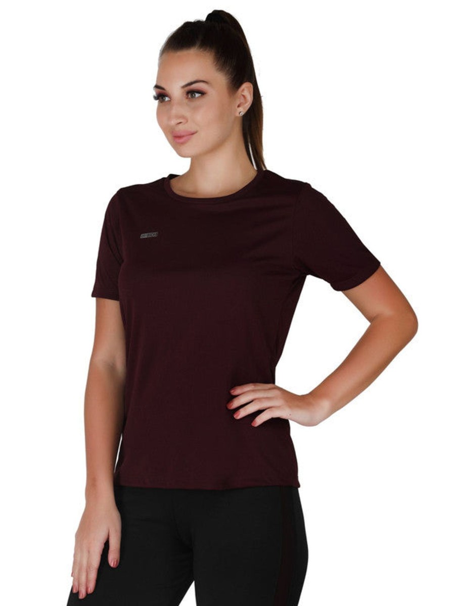 Sportswear Lovable | Women Wine Regular Fit Solid Top - 4W-Cruiser Tee-Gw Maroon