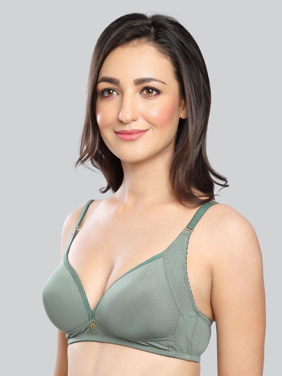 Bra Lovable | Lovable Padded Non Wired Full Coverage Bra Le-234 Green