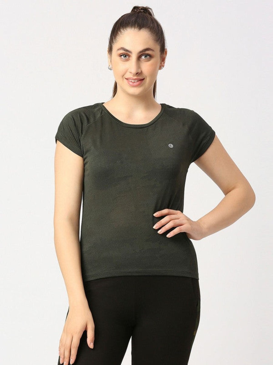 Sportswear Lovable | Women Green Solid Top - Inner Flow-Ol Olive