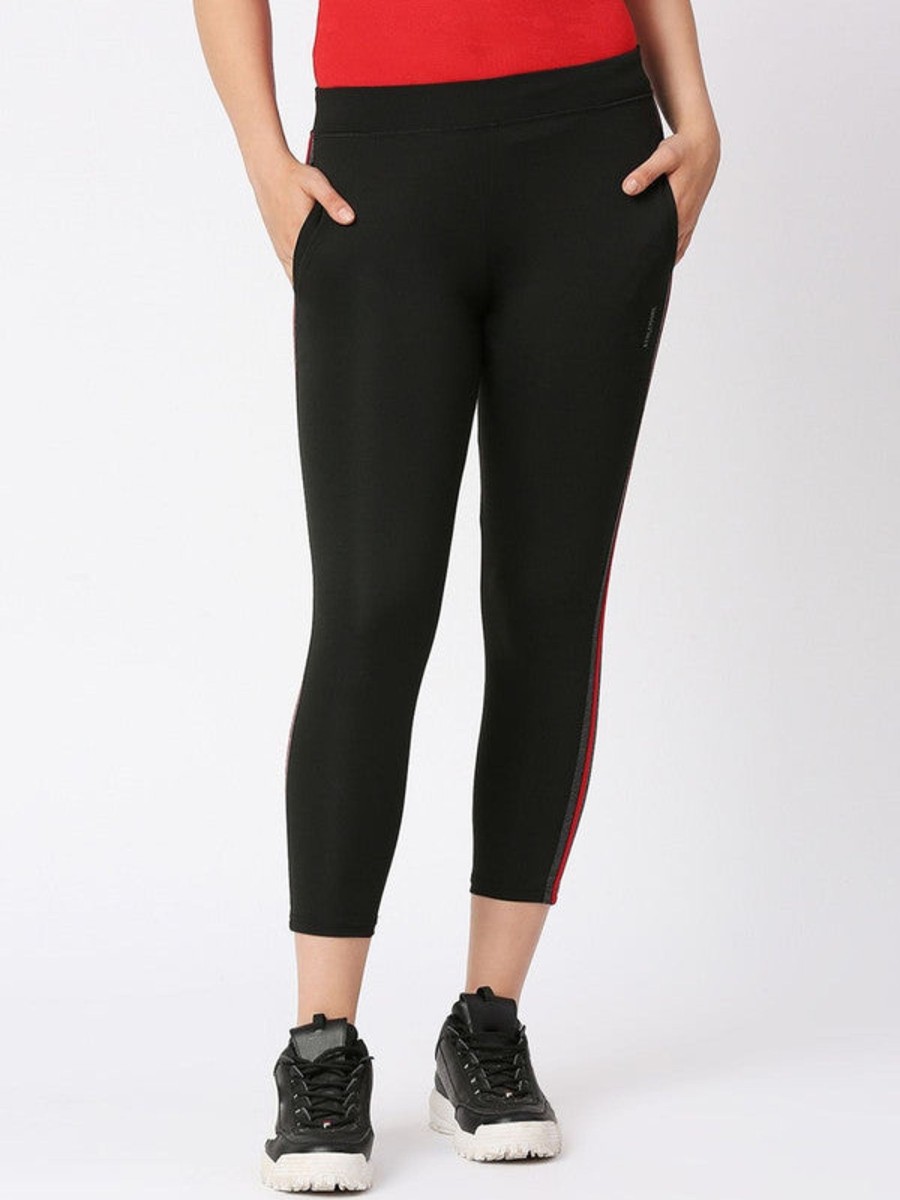 Sportswear Lovable | Women Solid Ankle Length Tights - Btr Track-Bk Black